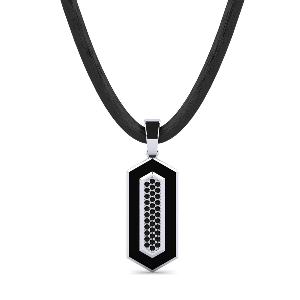 Ouro Branco 14K Ônix Negro Pingente masculino Formes