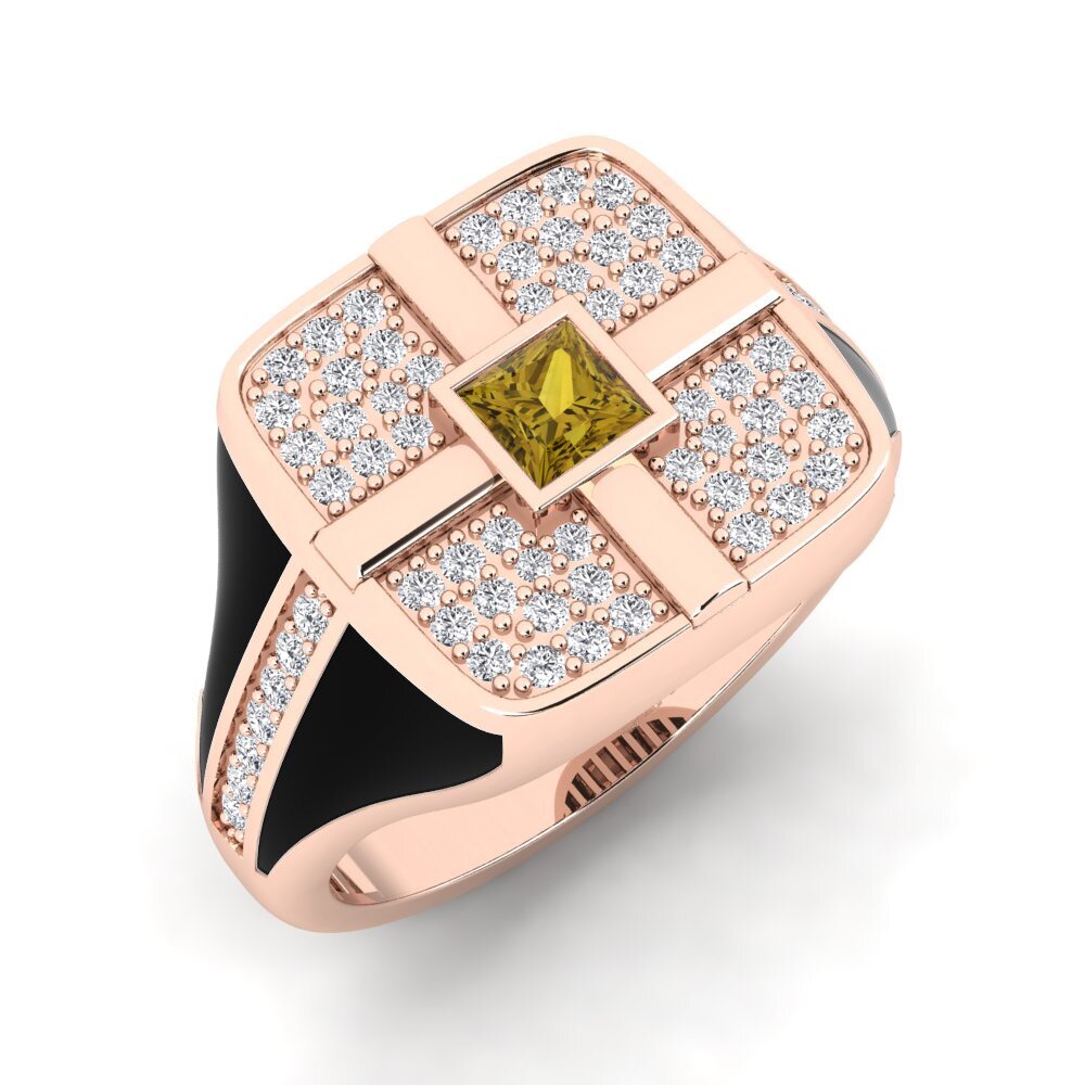 9ct Rose Gold Brown Zircon Men's Ring Fourantat
