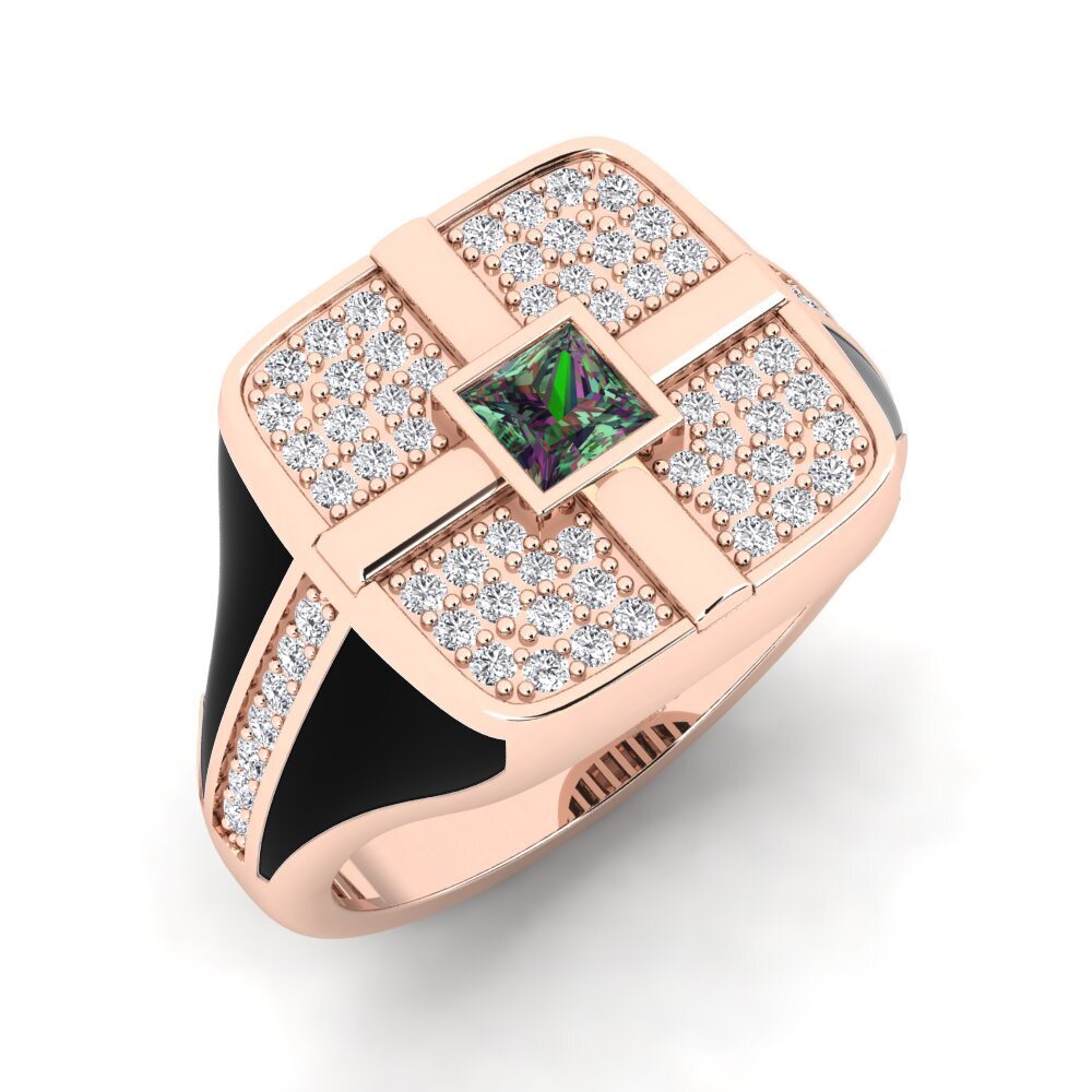 9ct Rose Gold Mystic Topaz Men's Ring Fourantat