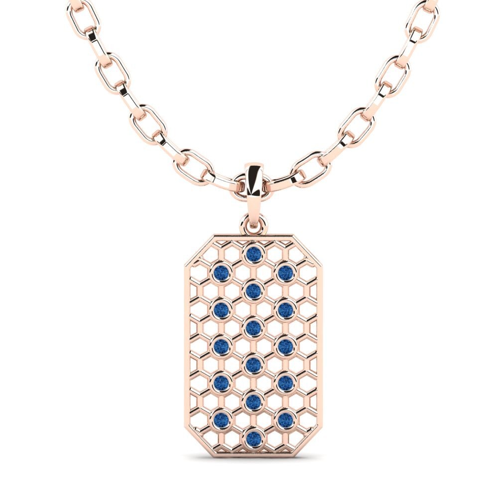 14K Rood Goud Donker Blauwe Zirkoon Heren hanger Furfrou