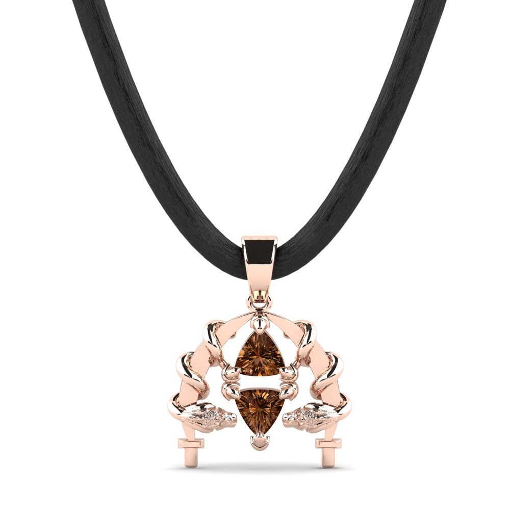 Rotgold 585 Brauner Diamant Herren-Anhänger Fury
