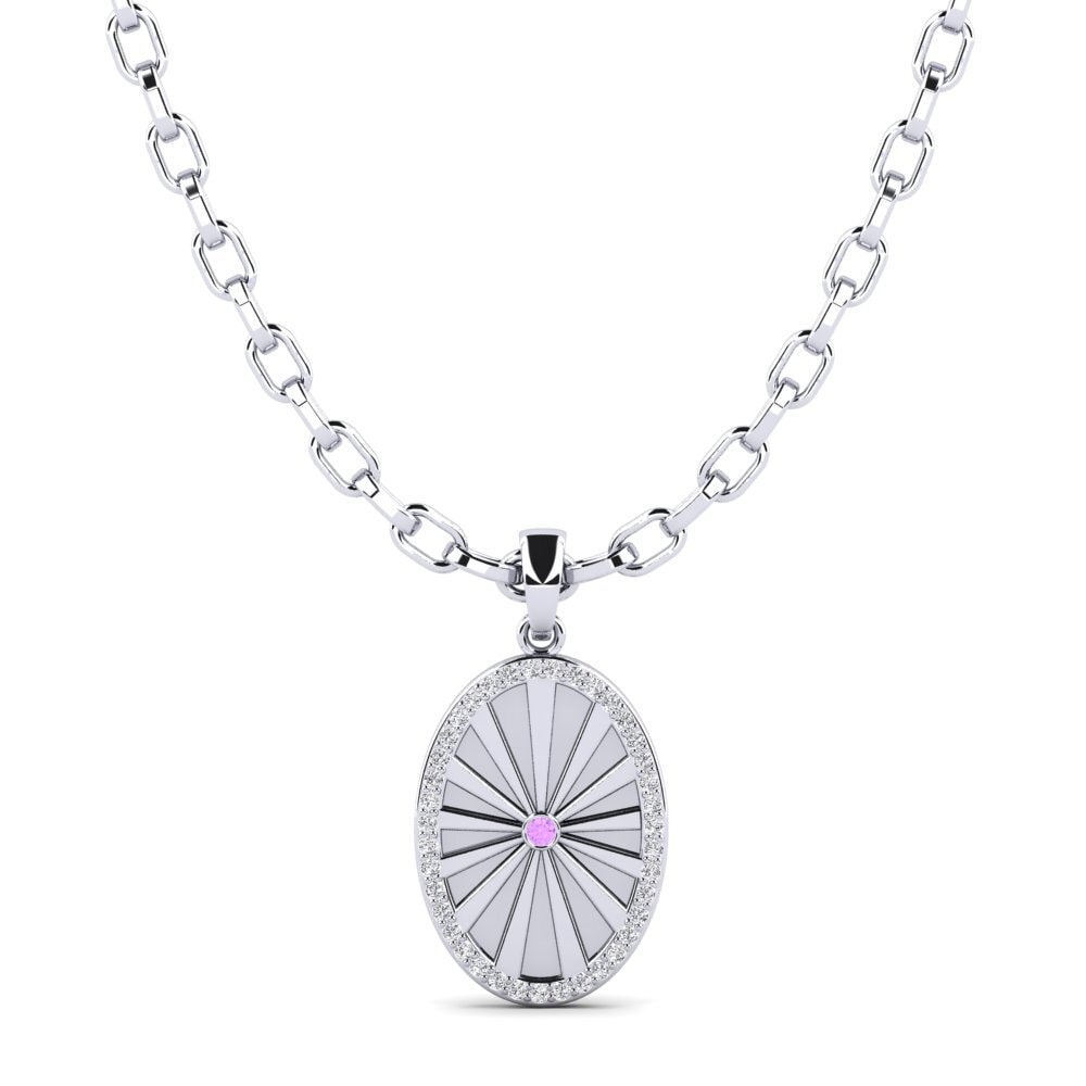14ct White Gold Amethyst Men's Pendant Gavin