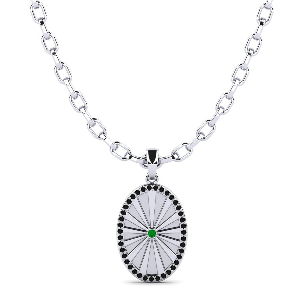 9ct White Gold Emerald Men's Pendant Gavin