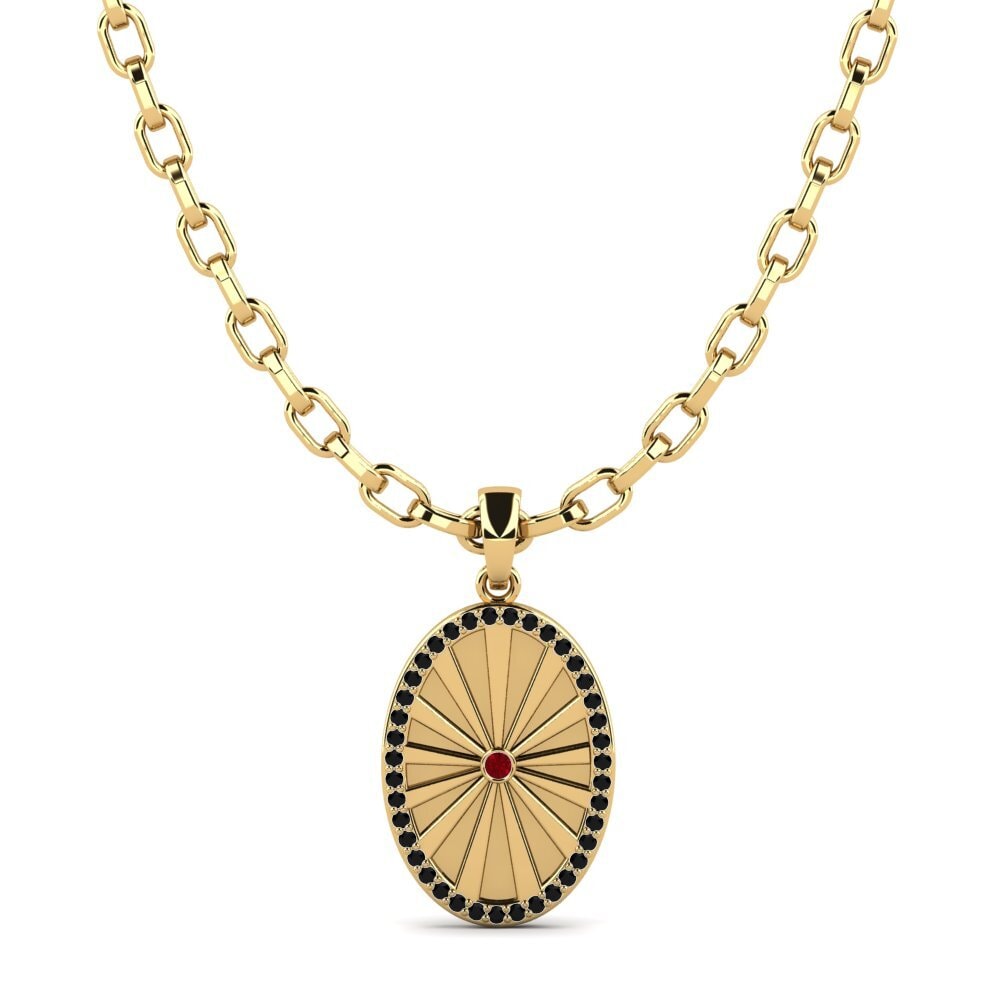 Or Jaune 585 Zircone Rouge Pendentif pour homme Gavin