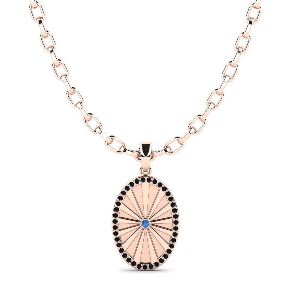 14ct Rose Gold Dark Blue Zirconia Men's Pendant Gavin