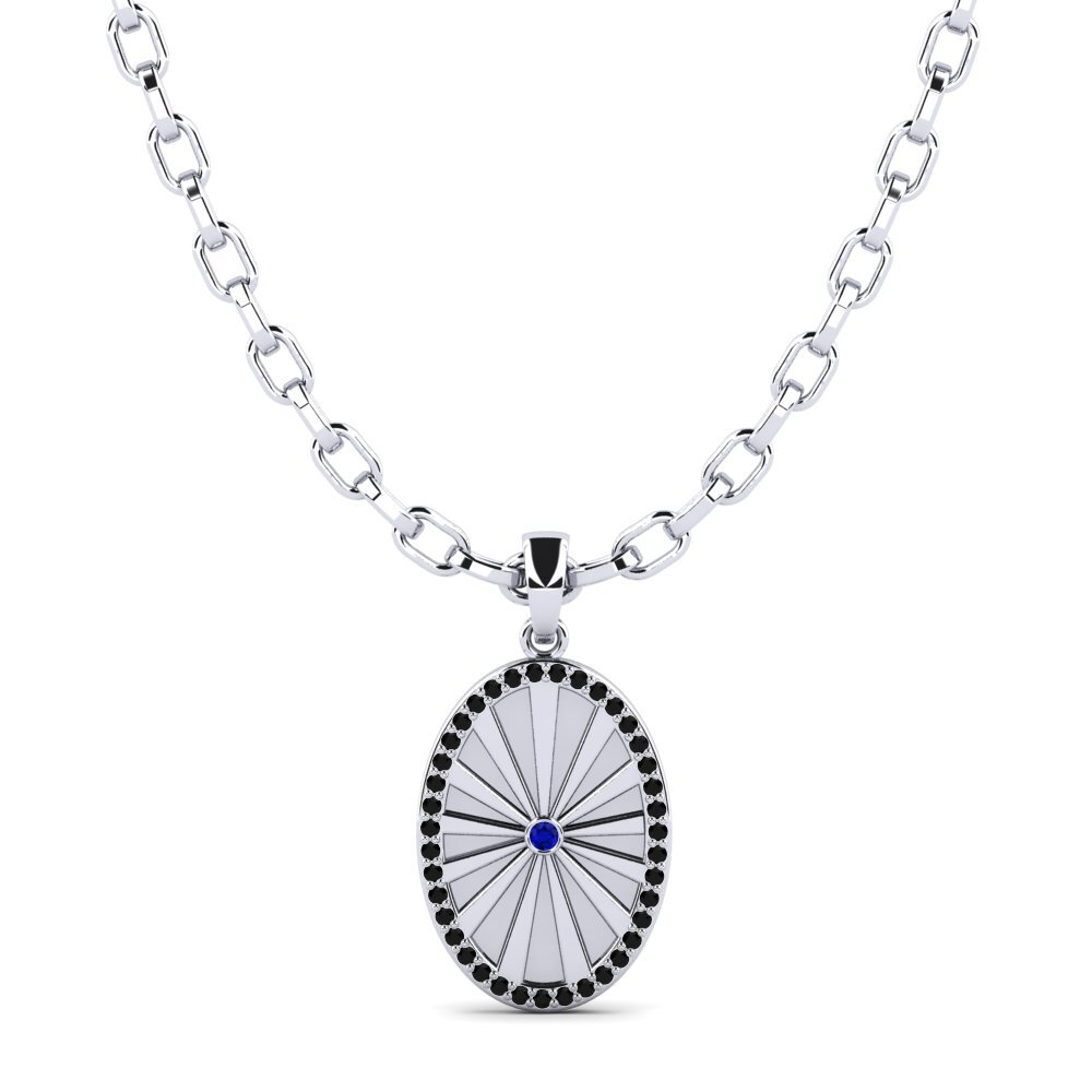 Palladium 950 Saphir Pendentif pour homme Gavin