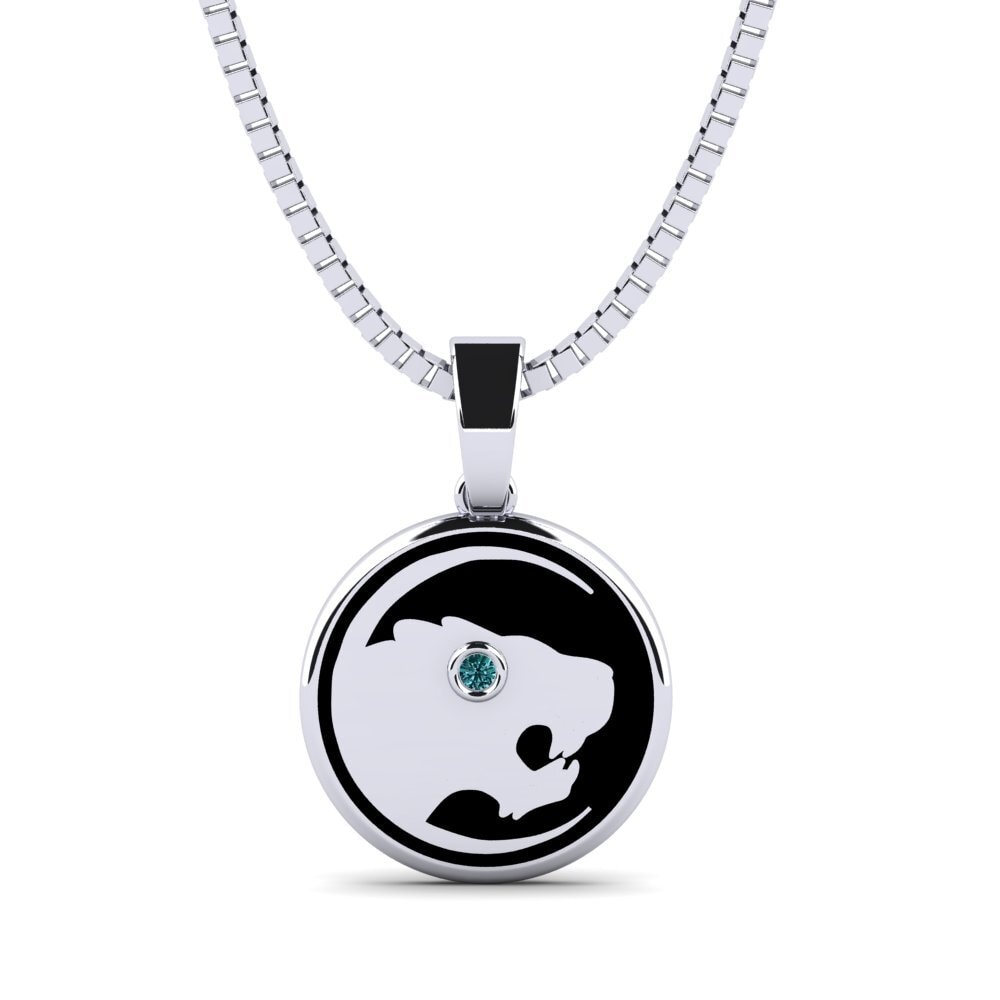 950 Platinum Blue Diamond Men's Pendant Godillot
