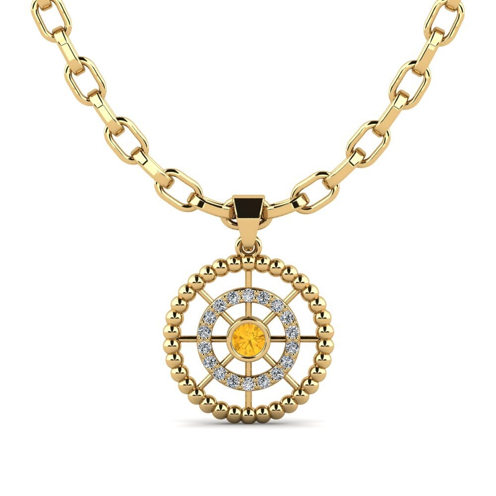 14ct Yellow Gold Citrine Men's Pendant Gowpen