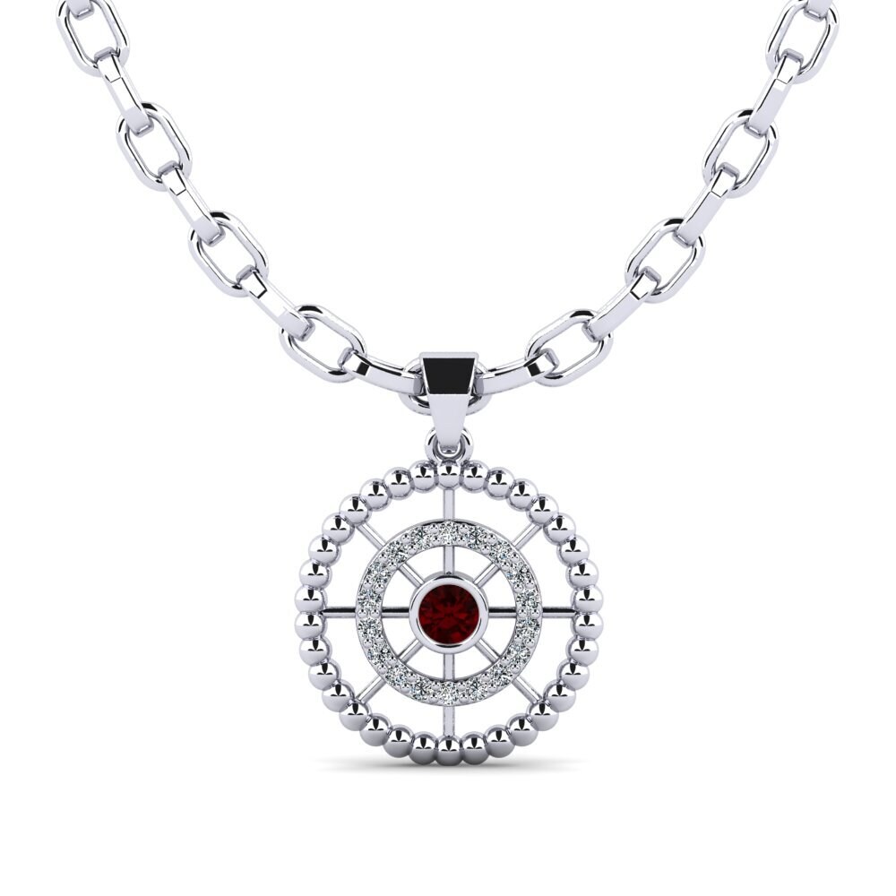 18ct White Gold Garnet Men's Pendant Gowpen