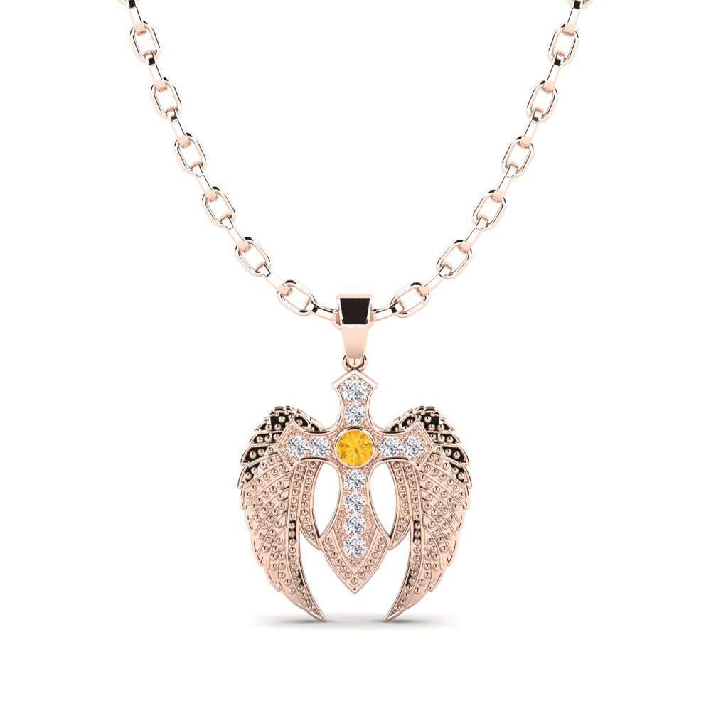 14ct Rose Gold Citrine Men's Pendant Graham