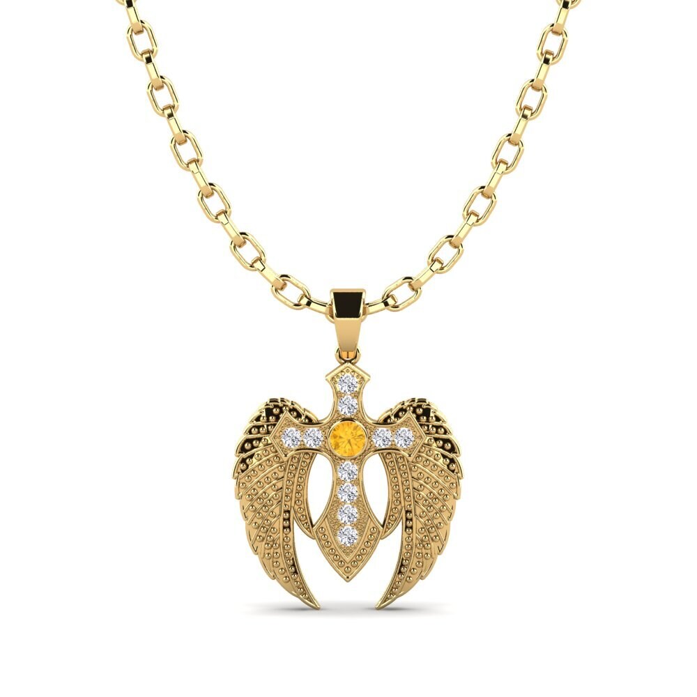 14ct Yellow Gold Citrine Men's Pendant Graham