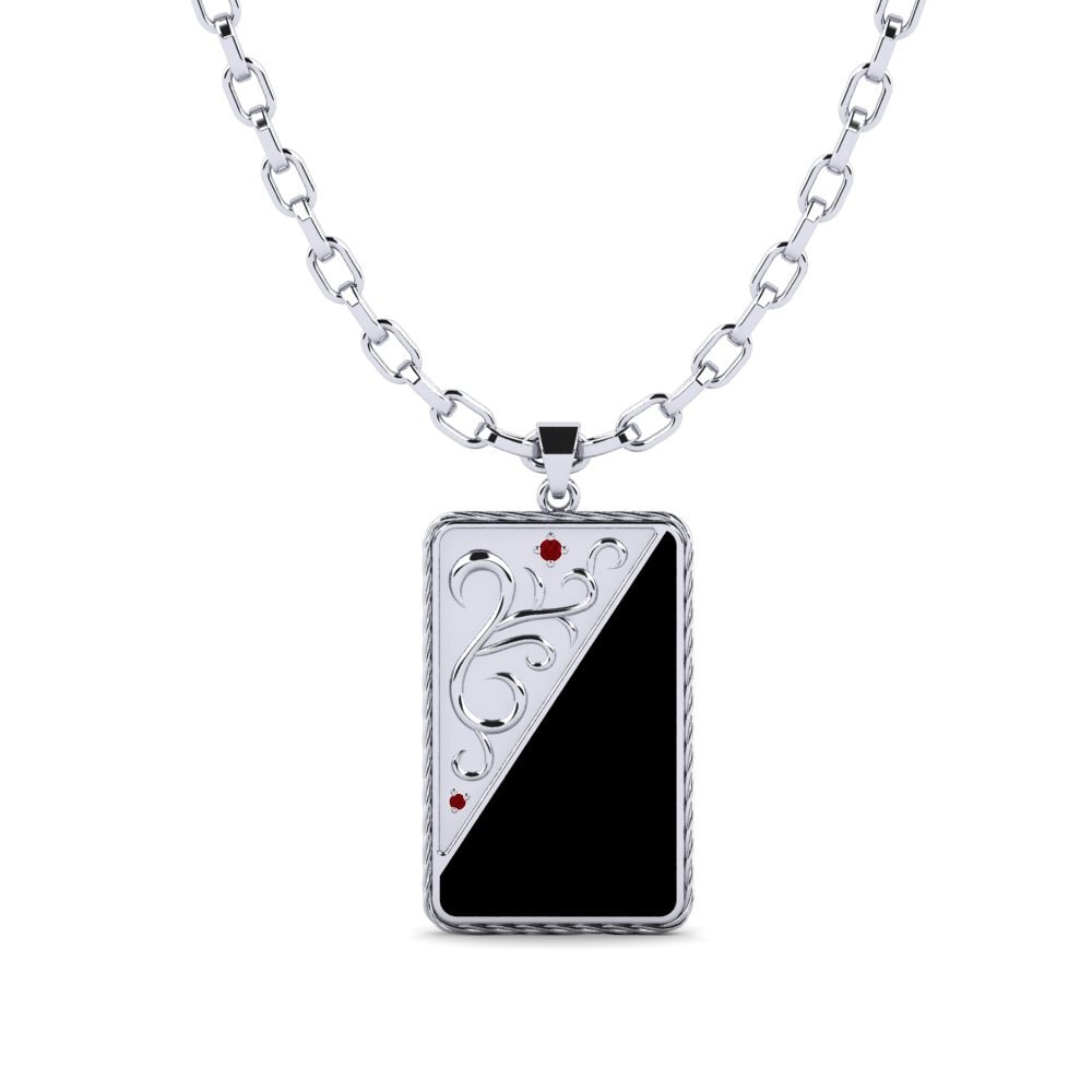 Argent Blanc Zircone Rouge Pendentif pour homme Henry