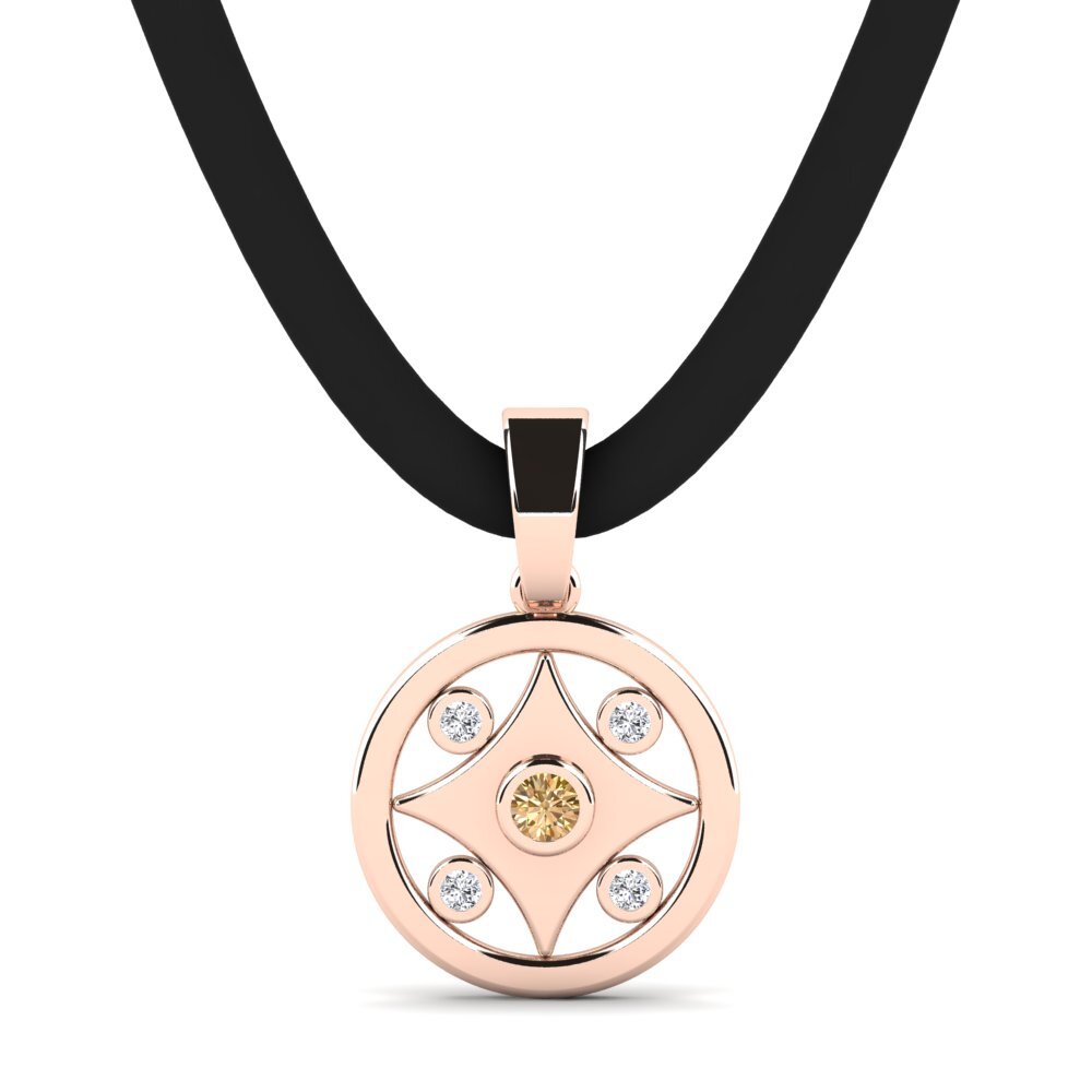 Rotgold 585 Brauner Diamant Herren-Anhänger Hills