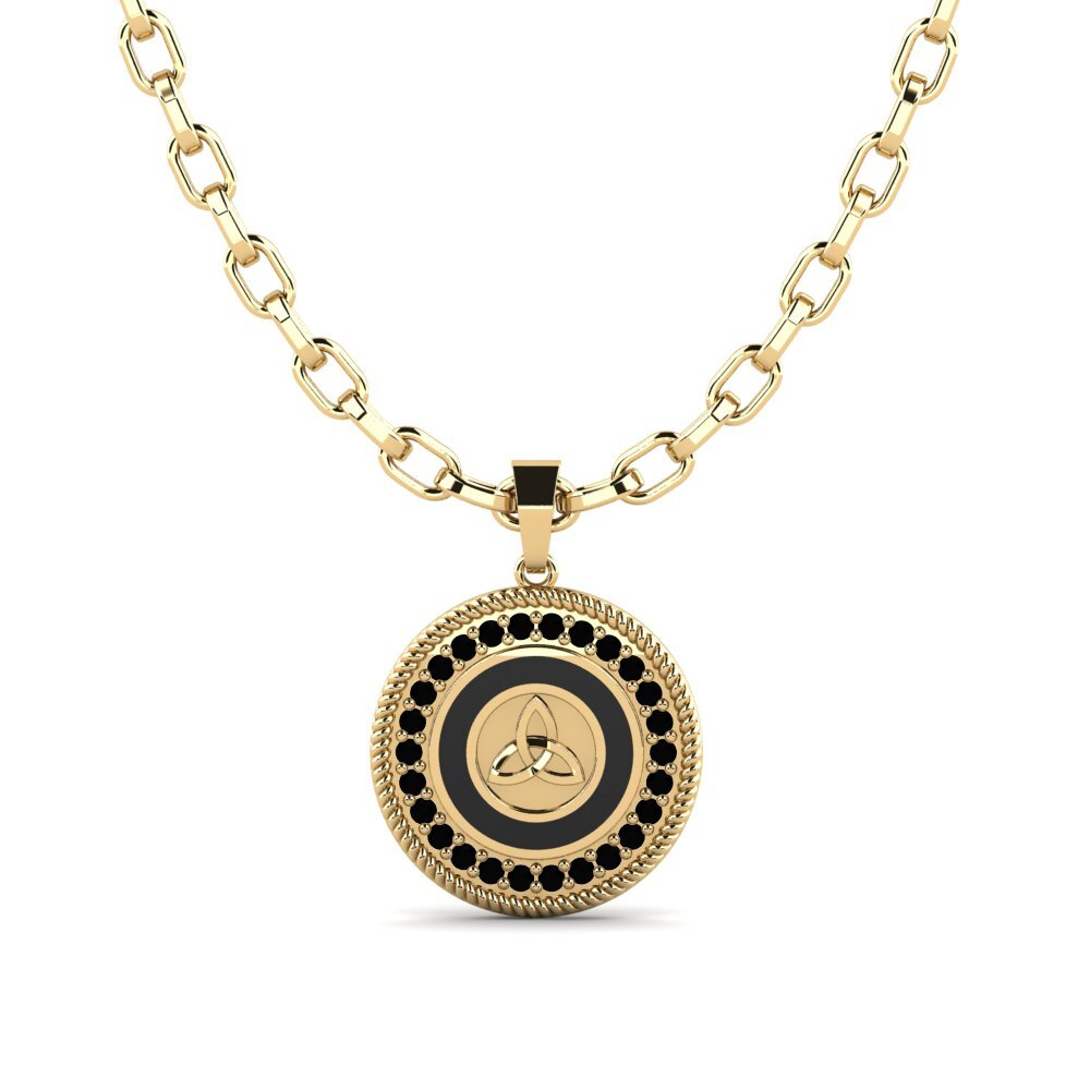Or Jaune 585 Onyx Noir Pendentif pour homme Hope