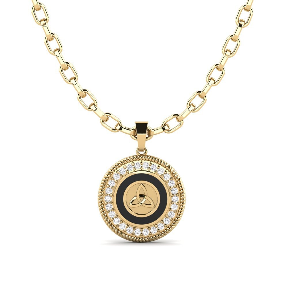 Or Jaune 585 Saphir Blanc Pendentif pour homme Hope