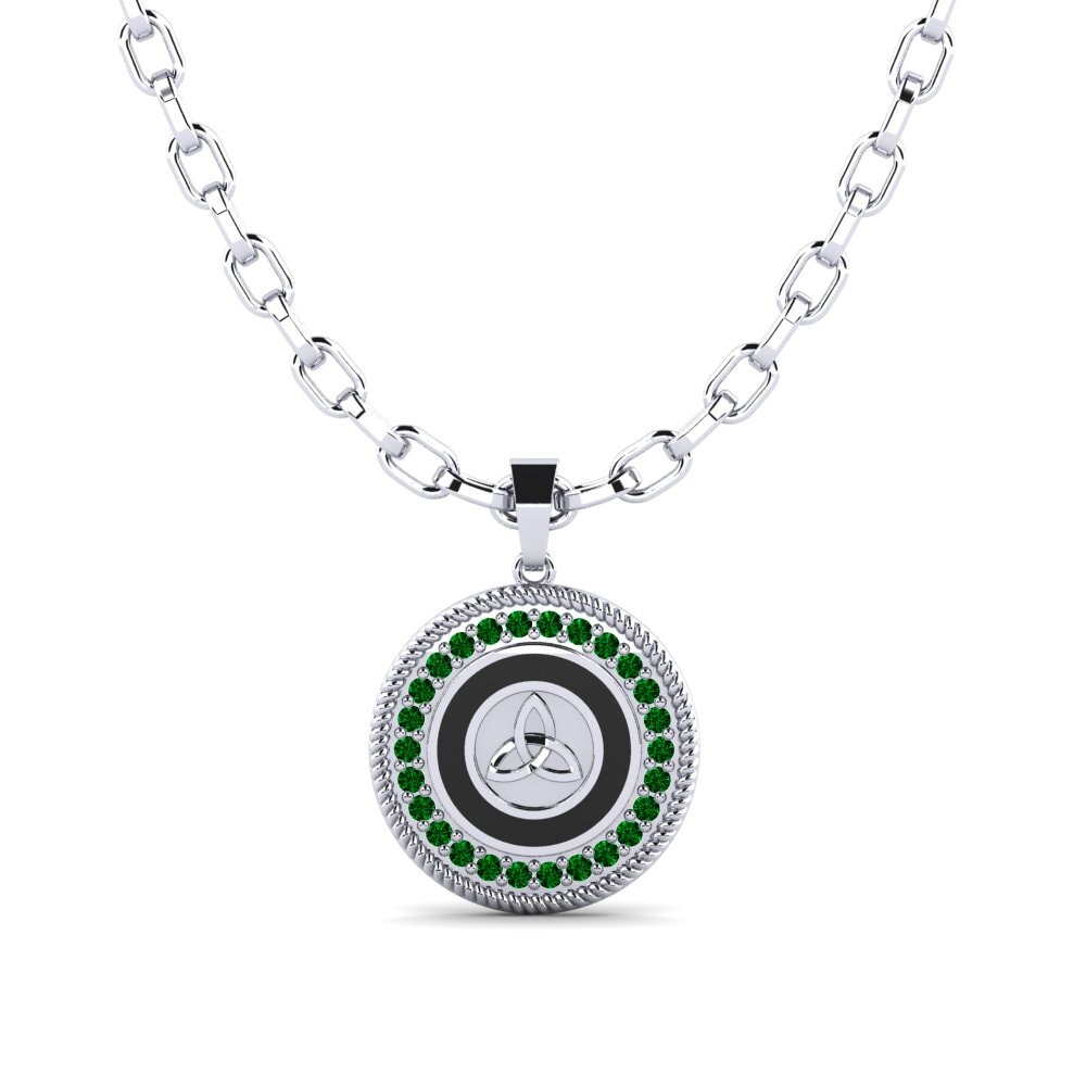 Palladium 950 Zircone Vert Pendentif pour homme Hope