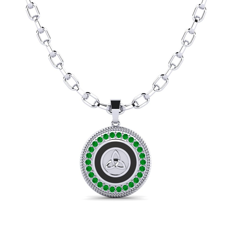 Argent Blanc Émeraude Pendentif pour homme Hope