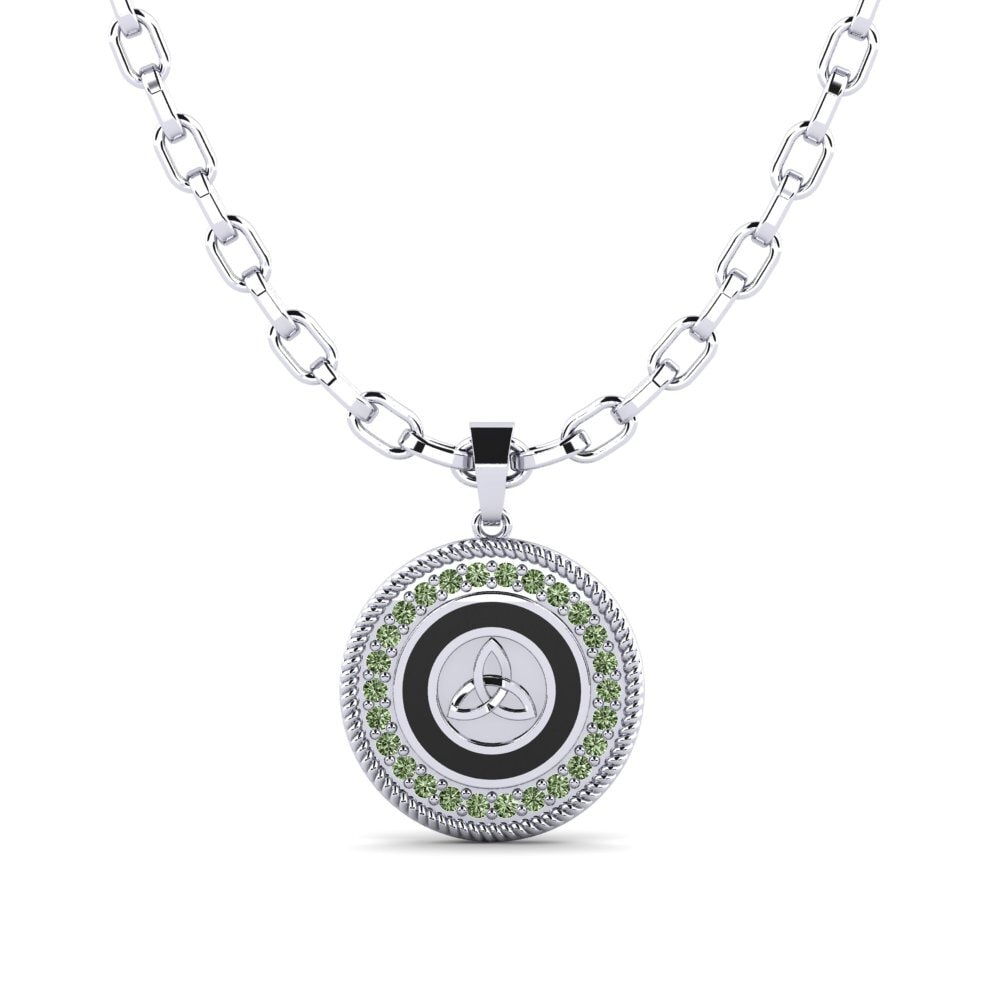 Argent Blanc Diamant Vert Pendentif pour homme Hope