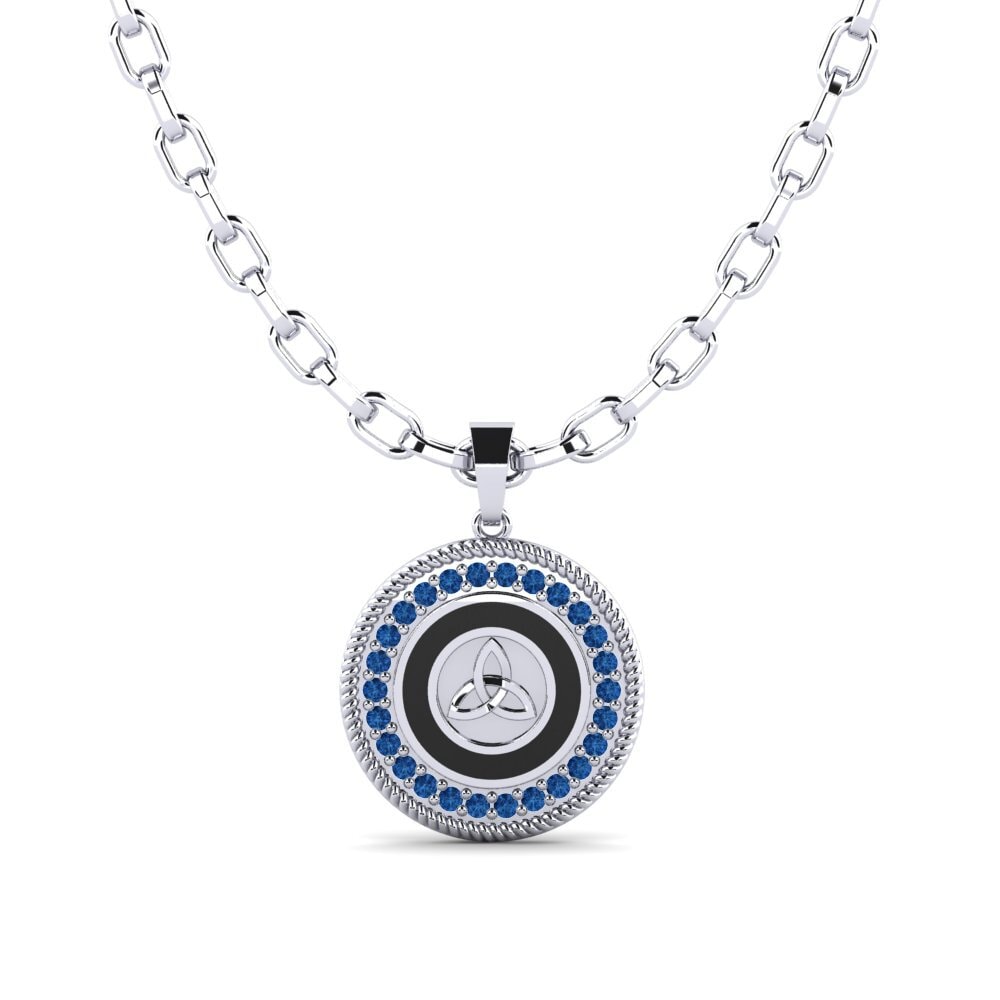 Platine 950 Zircone Bleu Foncé Pendentif pour homme Hope