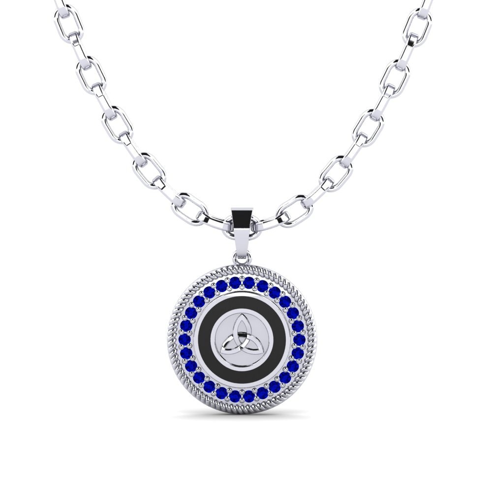 Argent Blanc Saphir Pendentif pour homme Hope