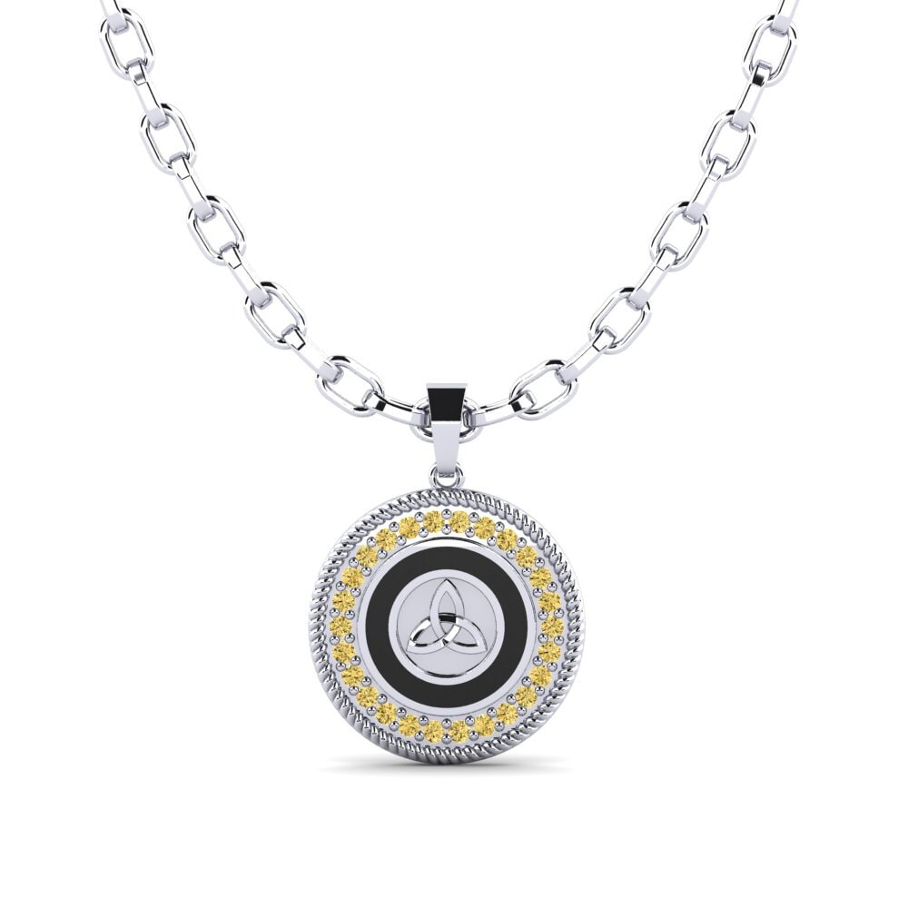 Argent Blanc Diamant Jaune Pendentif pour homme Hope