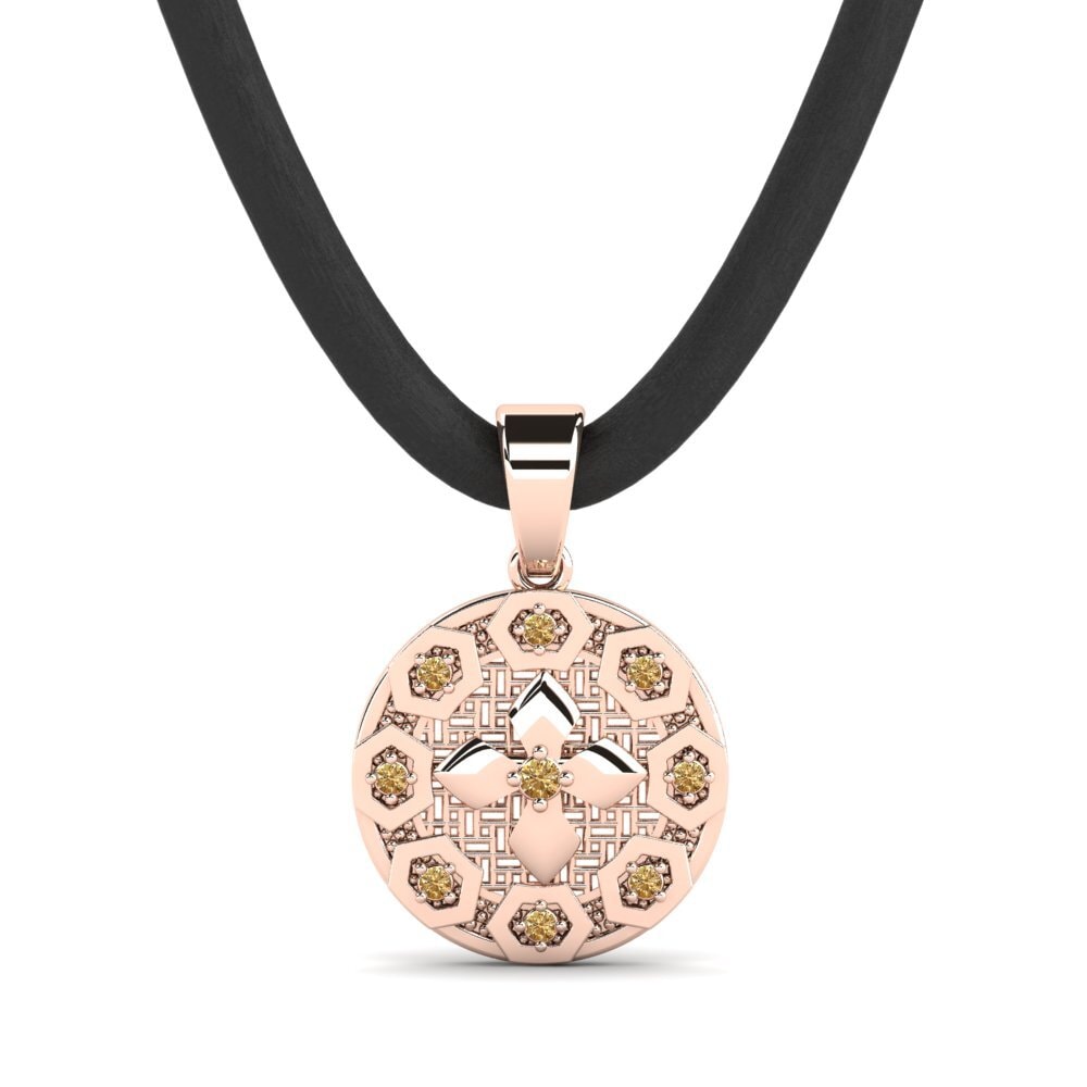 Rotgold 585 Brauner Diamant Herren-Anhänger Hyrdge