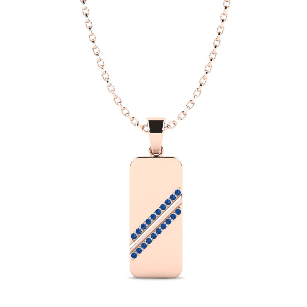 14K Rood Goud Donker Blauwe Zirkoon Heren hanger Ilithya