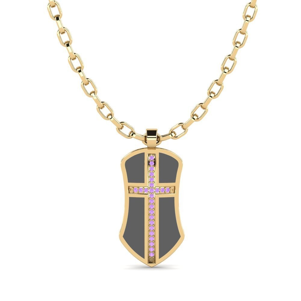 Or Jaune 585 Améthyste Pendentif pour homme Julien