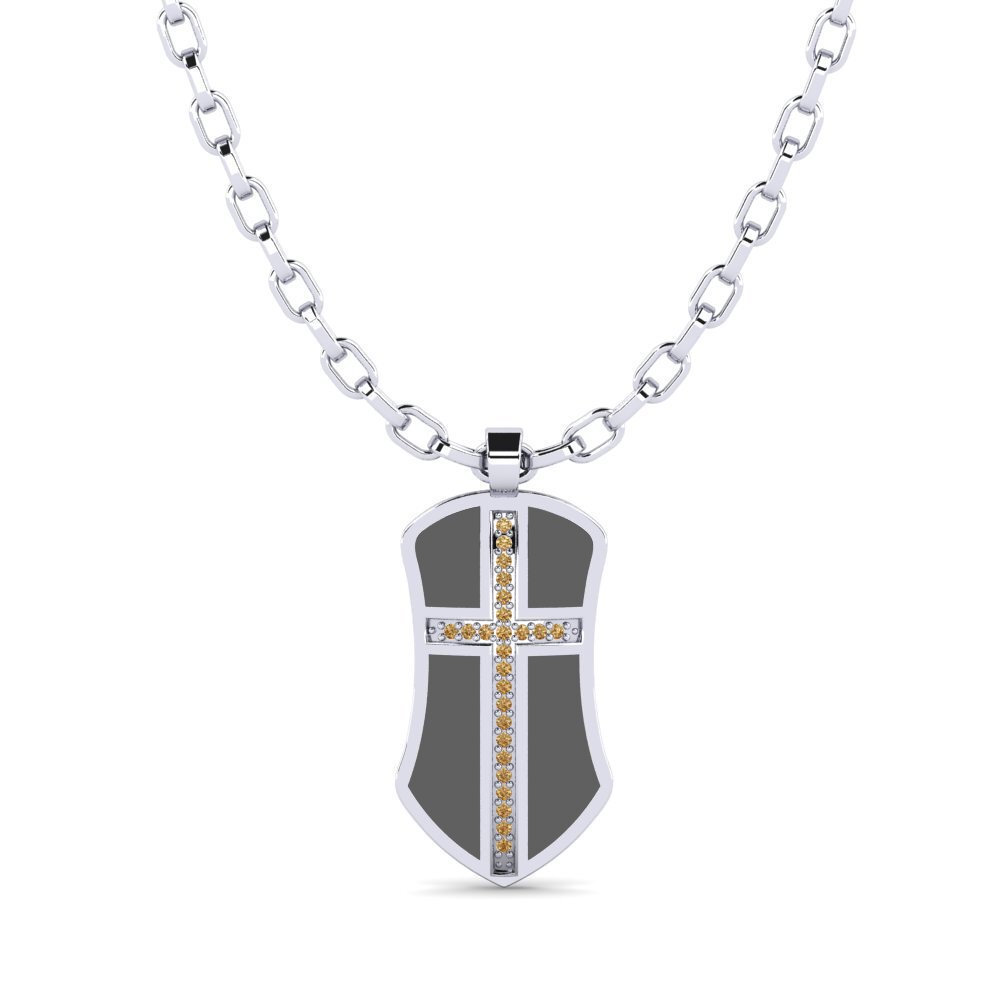Argent Blanc Diamant Brun Pendentif pour homme Julien