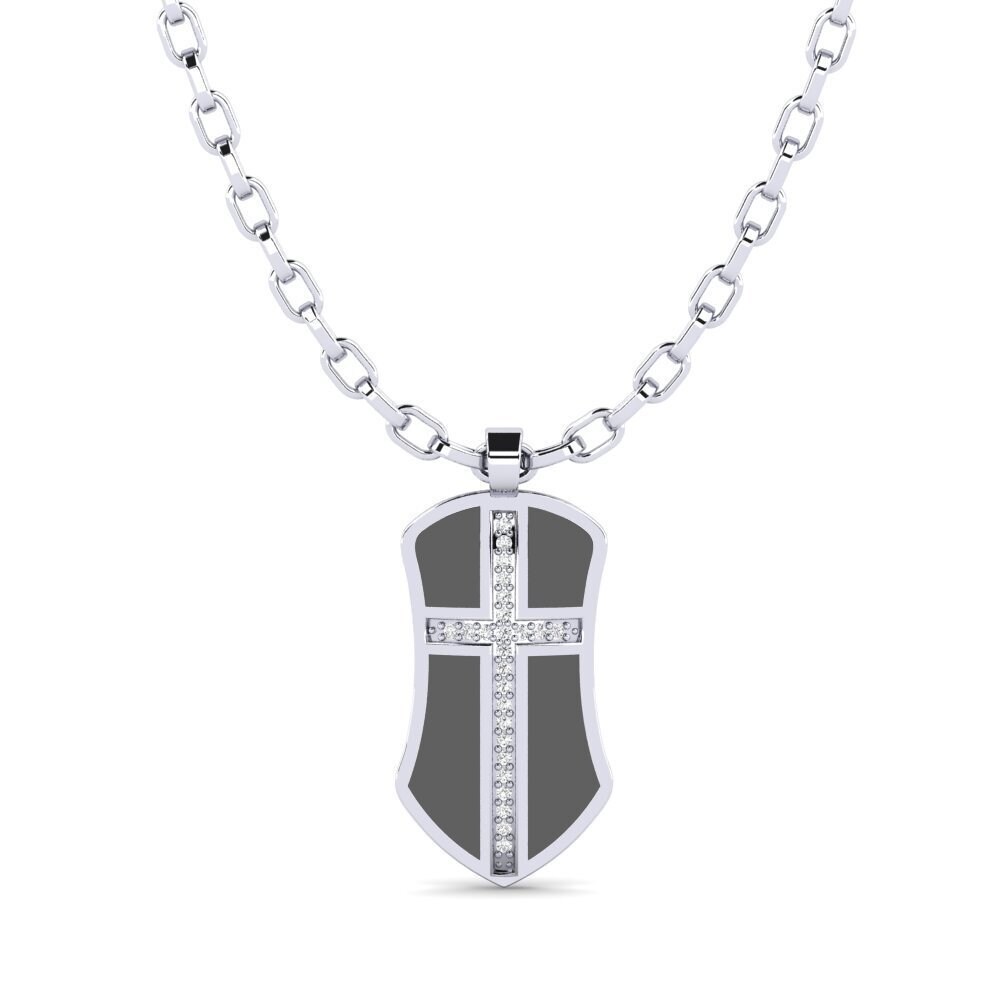 Argent Blanc Saphir Blanc Pendentif pour homme Julien