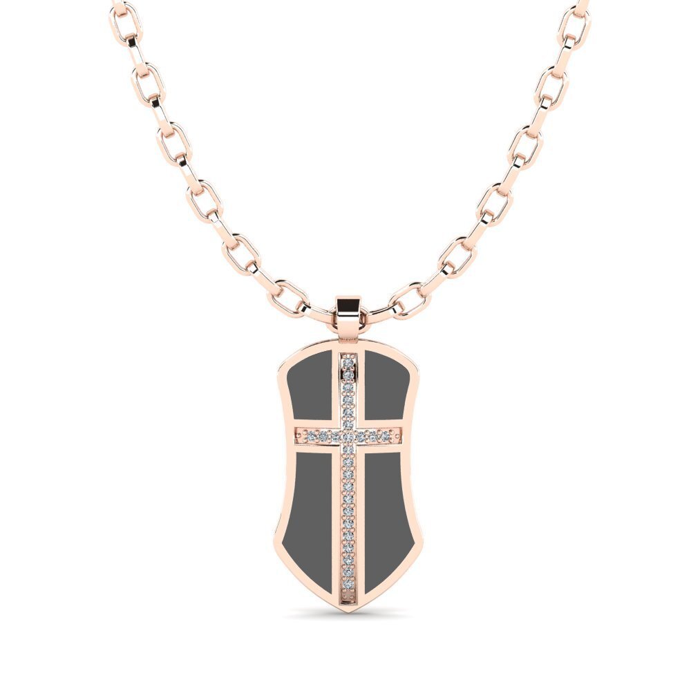 Or rose 585 Zircone Pendentif pour homme Julien