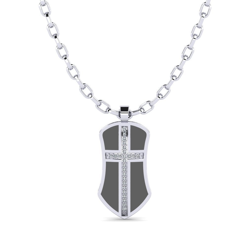 Argent Blanc Zircone Pendentif pour homme Julien
