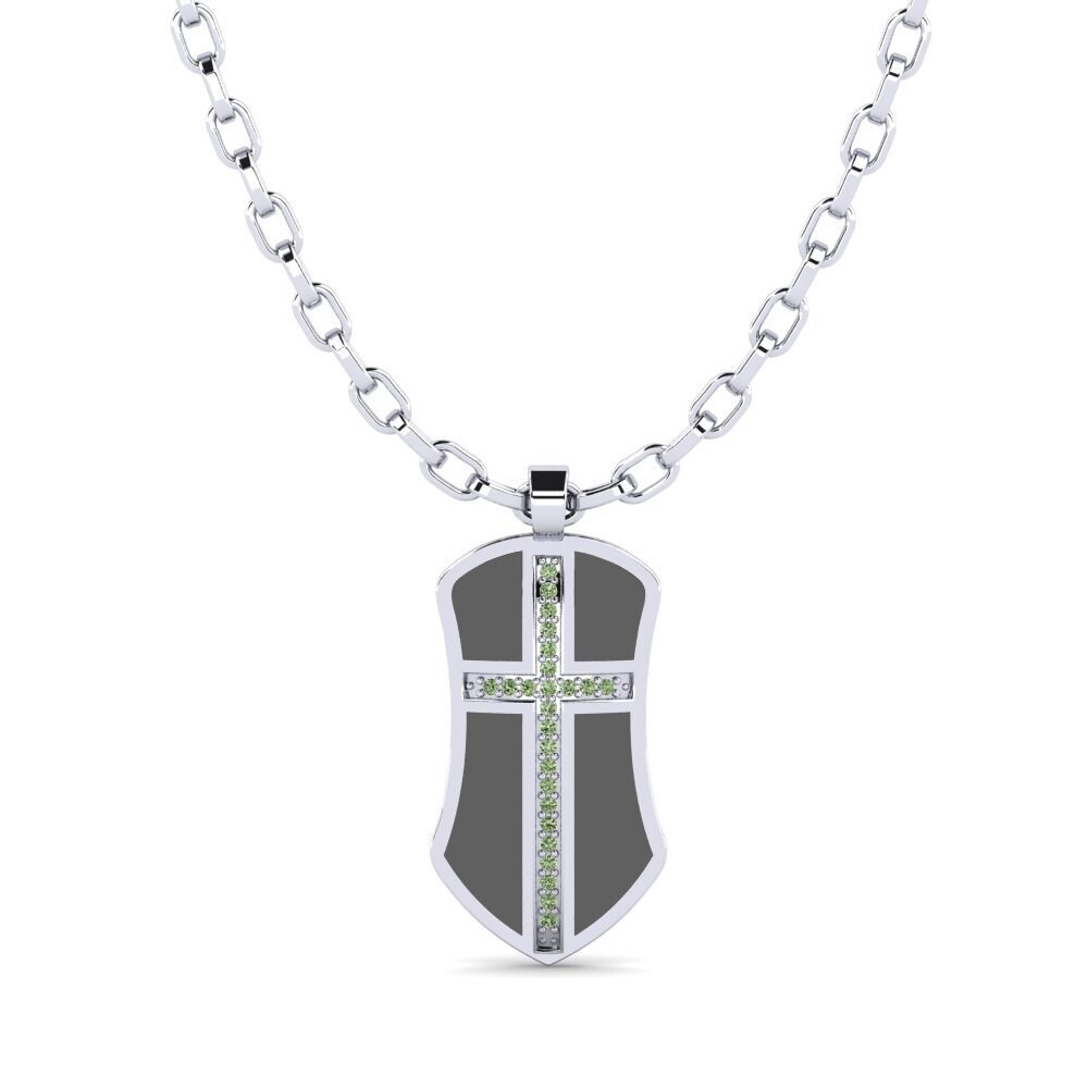 Argent Blanc Diamant Vert Pendentif pour homme Julien
