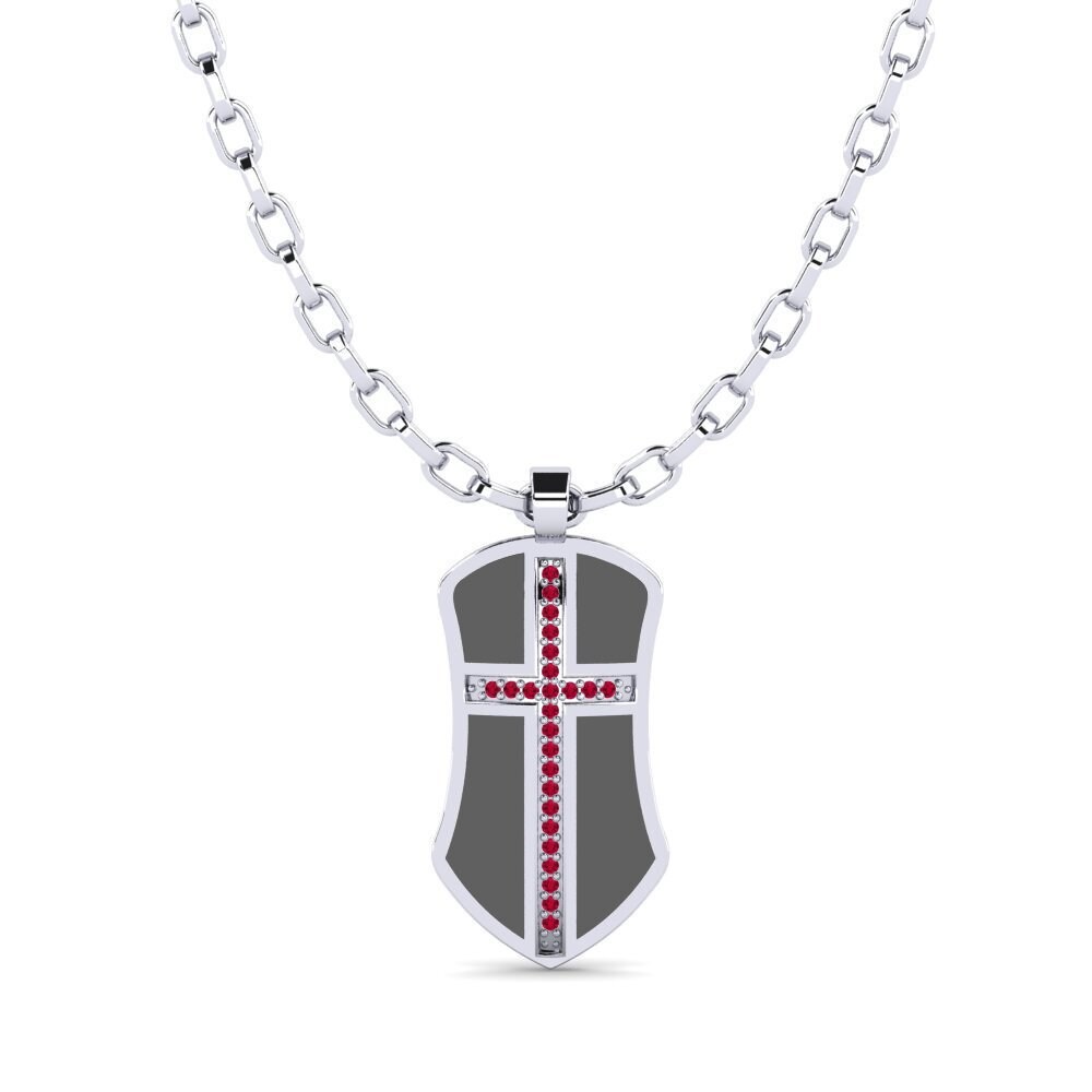 Platine 950 Rubis Pendentif pour homme Julien