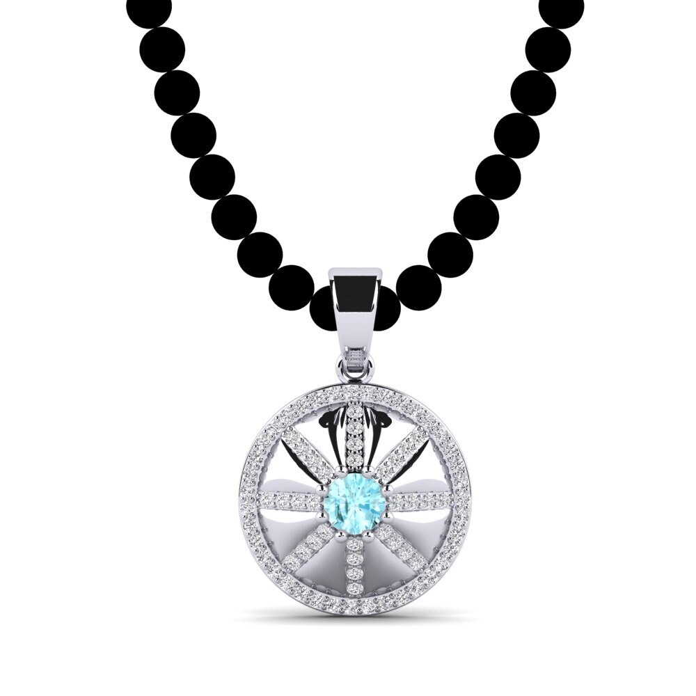 14ct White Gold Aquamarine Men's Pendant Keket