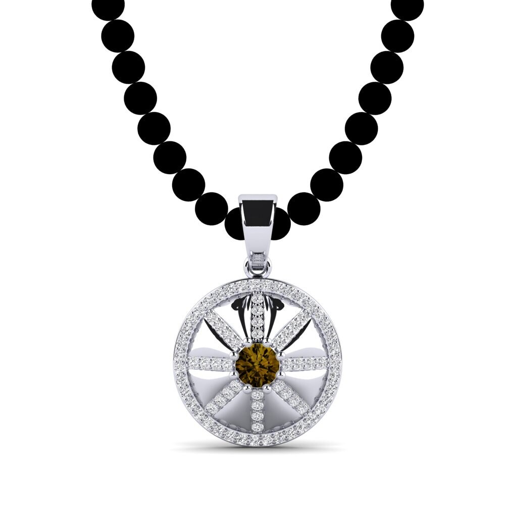 14ct White Gold Brown Zircon Men's Pendant Keket