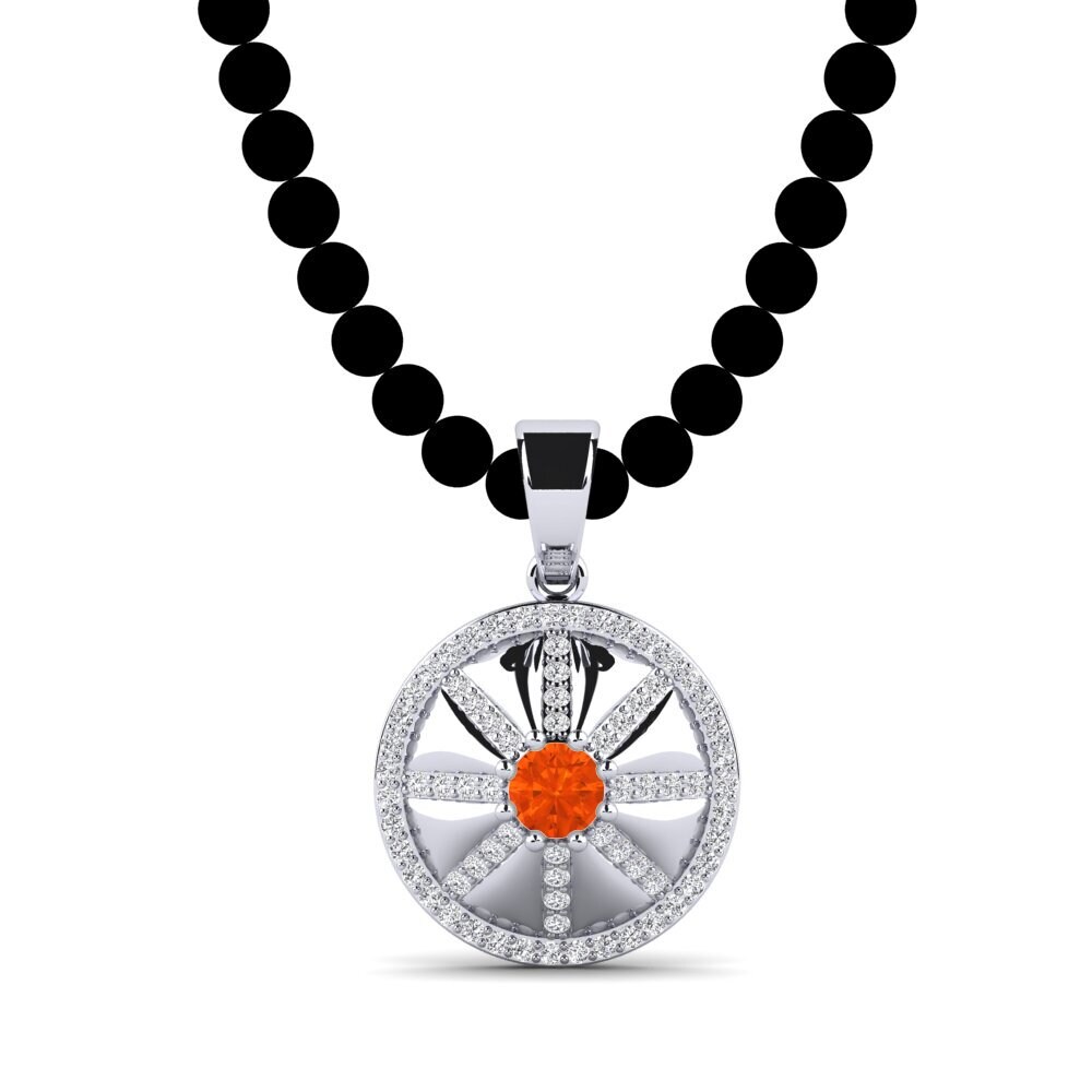14ct White Gold Fire Opal Men's Pendant Keket