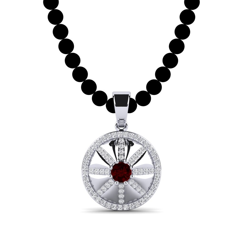 18ct White Gold Garnet Men's Pendant Keket