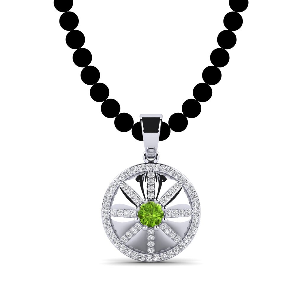 14ct White Gold Peridot Men's Pendant Keket