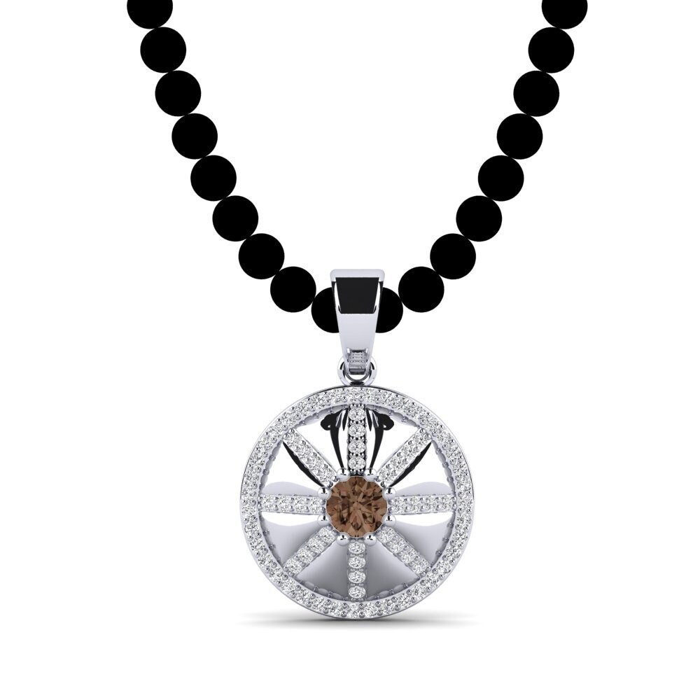 14ct White Gold Smoky Quartz Men's Pendant Keket