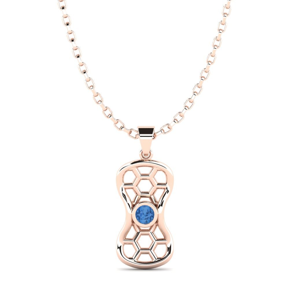 14K Rood Goud Donker Blauwe Zirkoon Heren hanger Khnum