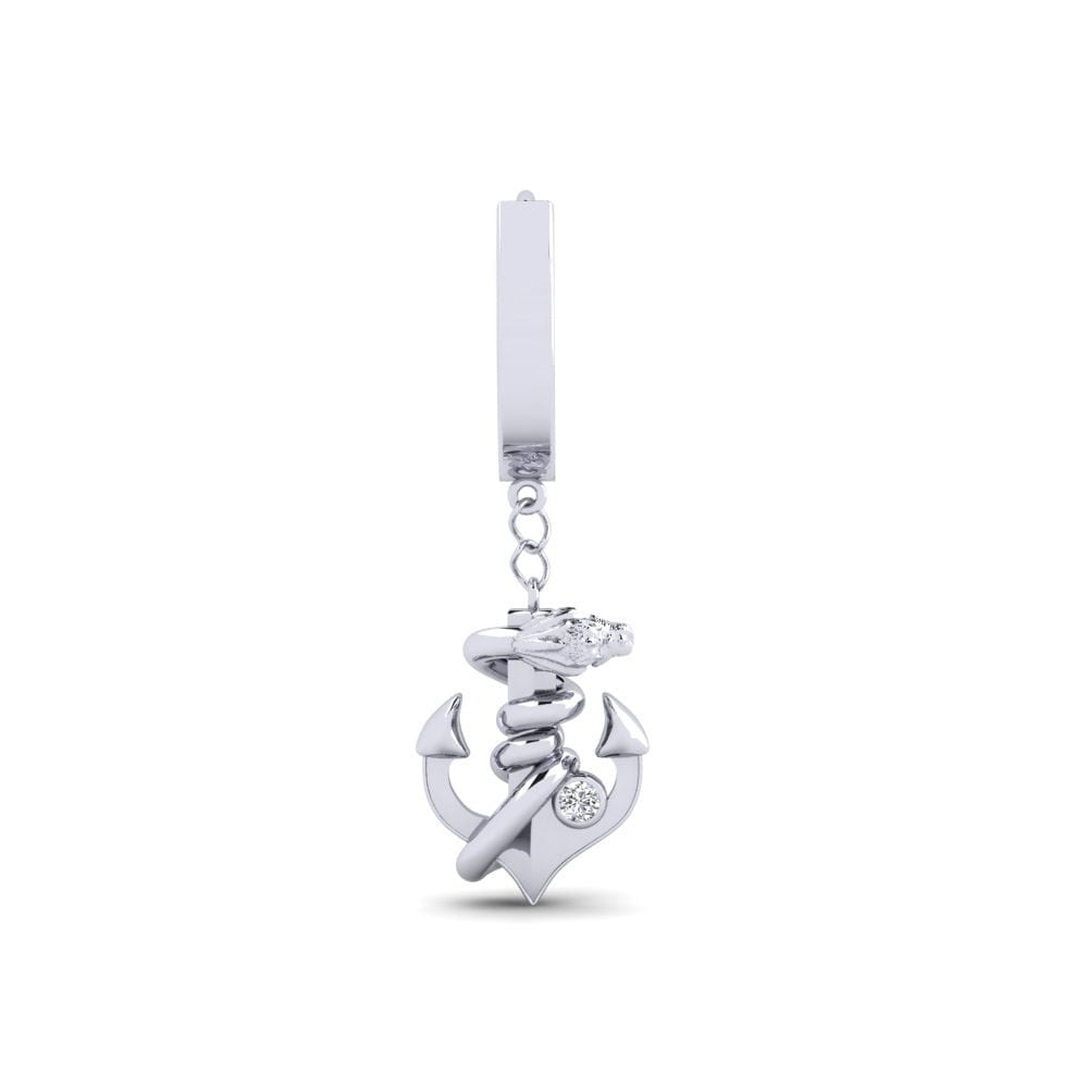 Boucle d'oreille homme Lambourde Argent Blanc