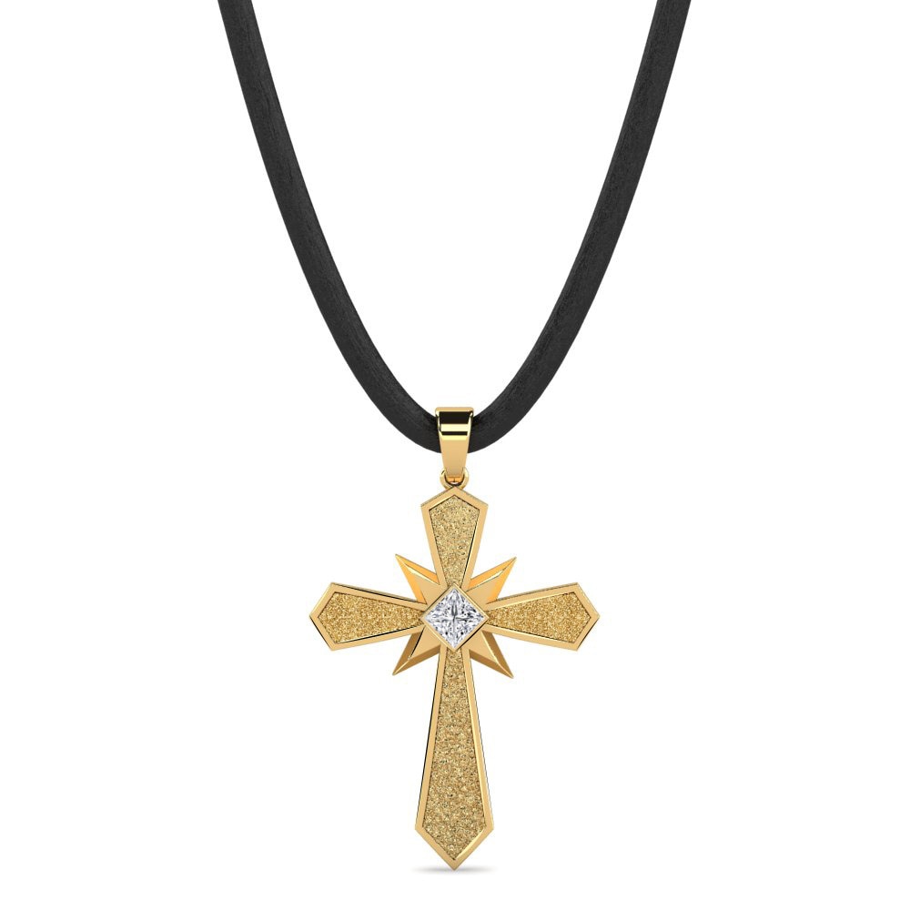 Religious Symbols Men's Necklaces Pendant Mason 585 Yellow Gold Lab Grown Diamond
