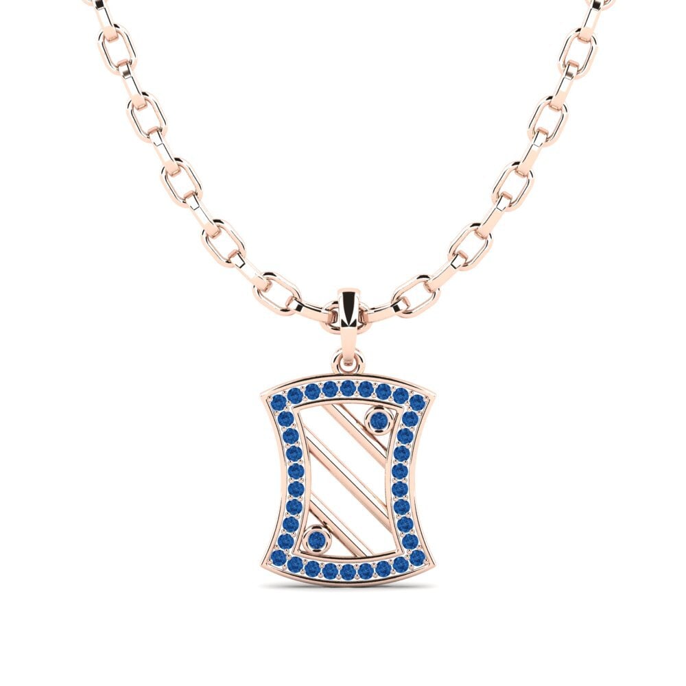 750 Rood Goud Donker Blauwe Zirkoon Heren hanger Nahuel