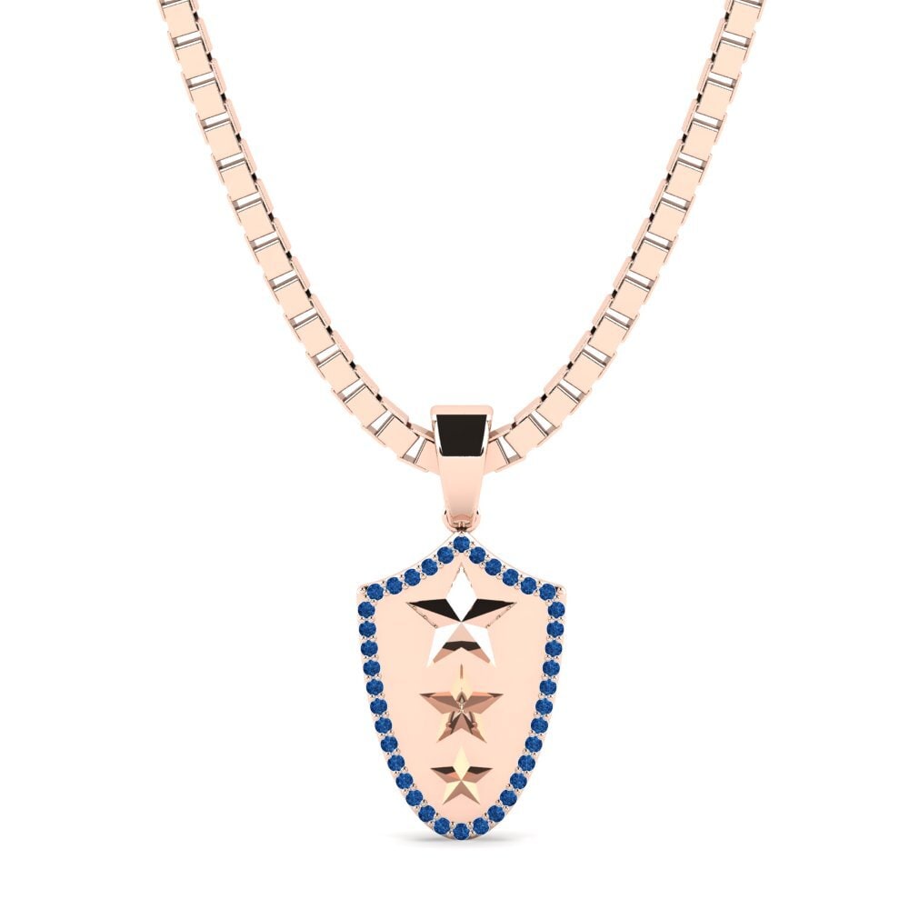 750 Rood Goud Donker Blauwe Zirkoon Heren hanger Niesky