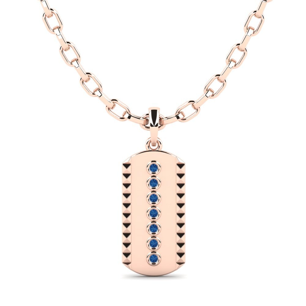 14K Rood Goud Donker Blauwe Zirkoon Heren hanger Nocturnum