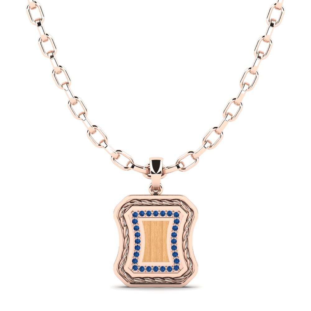 14K Rood Goud Donker Blauwe Zirkoon Heren hanger Nolan