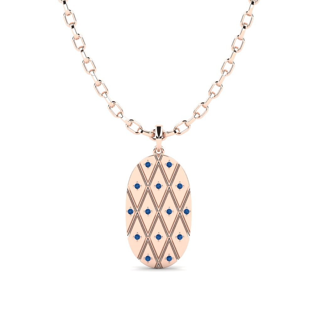 14K Rood Goud Donker Blauwe Zirkoon Heren hanger Nymphaea