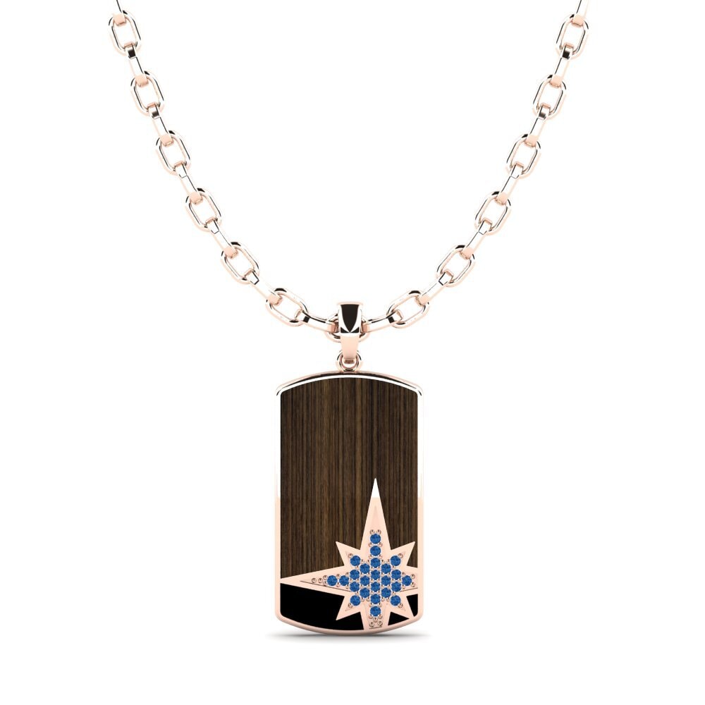 14K Rood Goud Donker Blauwe Zirkoon Heren hanger Ornn