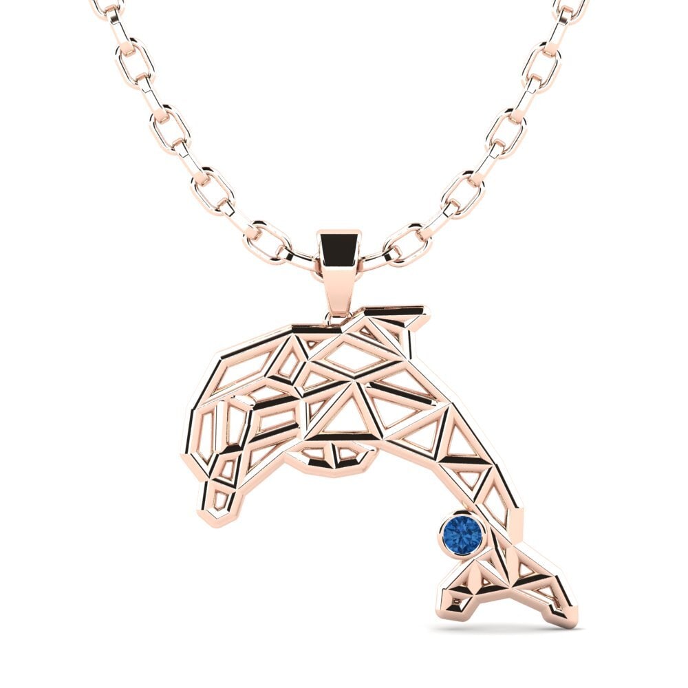 14K Rood Goud Donker Blauwe Zirkoon Heren hanger Pasco